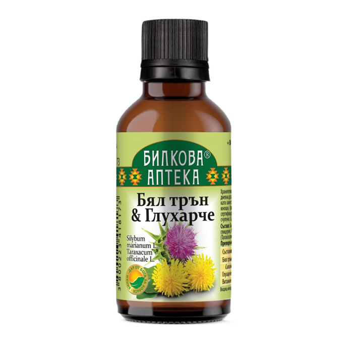 Тинктура Бял трън и Глухарче за детокс на черния дроб и имунитет, 50ml